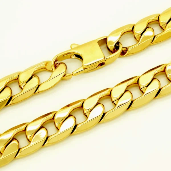 100% Stainless Steel Bracelet 6/8/12 mm 8 Inches Curb Cuban Chain Gold Color - Image 2