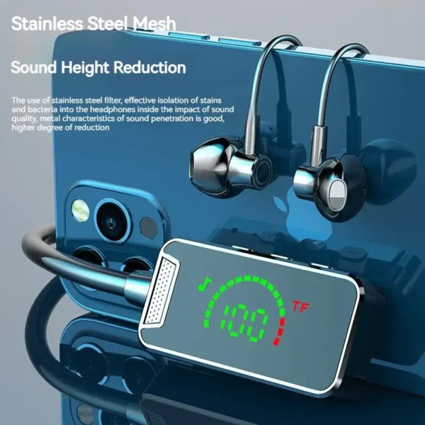 NEWMSNR Stereo Sound Bluetooth Earphones 24H Play Time LED Display Earbud Wireless Headphones Sports Waterproof Neckband Headset - Image 4
