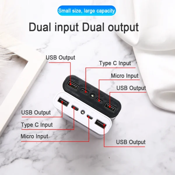 Dual USB Micro USB Type C Power Bank Shell 5V DIY 6*18650 Case Battery Charge Storage Box Without Battery - Image 2