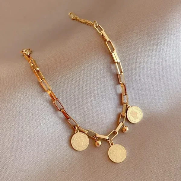1PCS Gold-color Bracelet Ladies Hip Hop Style Stainless Steel - Image 3