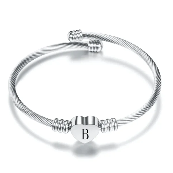 Initial Letter Stainless Steel Cuff Bracelet For Women - Image 3