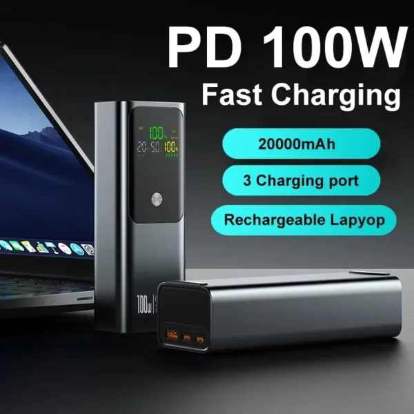 20000mAh 100W PD Fast Charging Power Bank for MacBook Laptop Samsung - Image 2