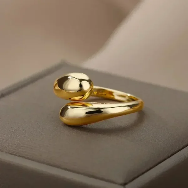 925 Sterling Silver Smooth Water Drop Rings For Woman 18K Gold - Image 3