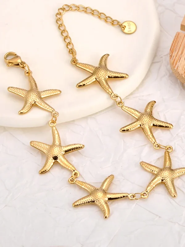 Lokaer Stainless Steel 18K Gold PVD Plated Metal Starfish Chain Bracelet Waterproof Accessories Holiday Jewelry for Women B25008 - Image 3