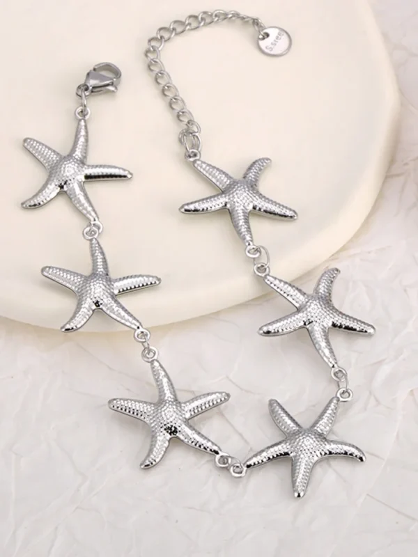Lokaer Stainless Steel 18K Gold PVD Plated Metal Starfish Chain Bracelet Waterproof Accessories Holiday Jewelry for Women B25008 - Image 4