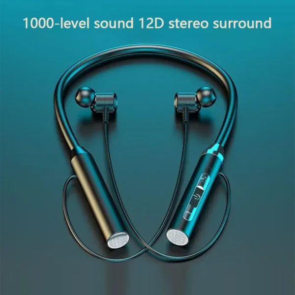 Bluetooth 5.0 Wireless Headphones Neckband Earphones Silicone Hifi 9D Stereo - Image 4