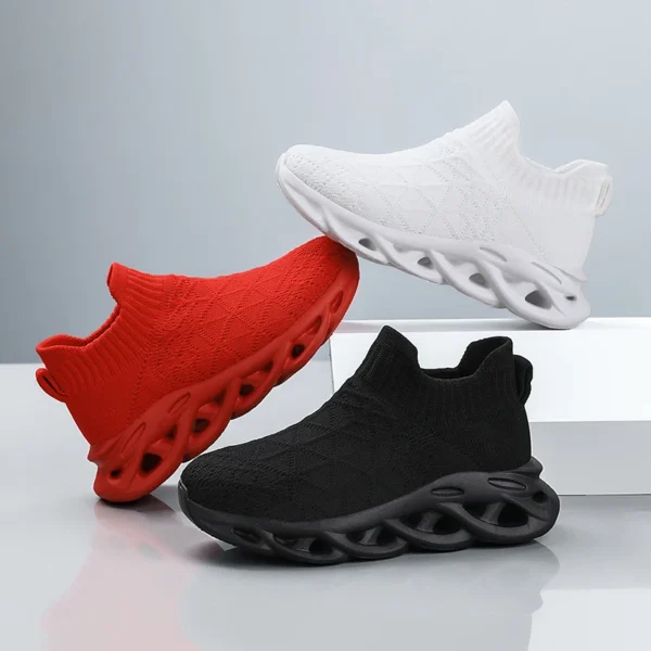 Boys Sock Sneakers – Lightweight Breathable Knit Running Shoes for Kids, Slip-On Fashion Sports Shoes for Spring