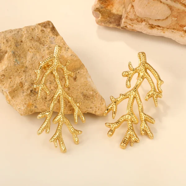 LUXUSTEEL Stainless Steel Starfish Tree of Life Drop Stud Earrings for Women Shell Shape Ginkgo Leaf Female Earring Jewelry Gift - Image 4