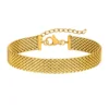 Women's Chunky Link Chain Mesh Bracelet, Stainless Steel Gold Plated Waterproof Jewelry
