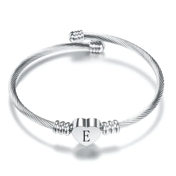 Initial Letter Stainless Steel Cuff Bracelet For Women - Image 6