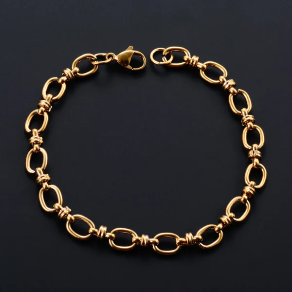 6.5mm Punk Handmade Stainless Steel Bracelet Link Oval Chain for Women