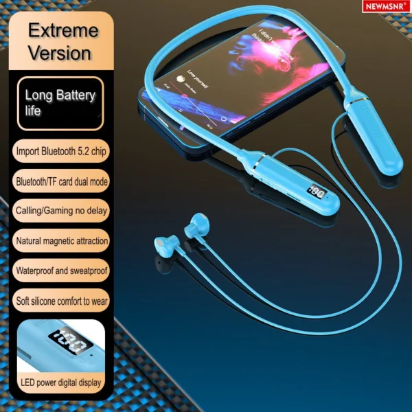 25H battery Life Wireless Bluetooth Headphones Magnetic Hifi Stereo Neckband Earphones