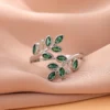 New Fashion Green Crystal Leaves 925 Sterling Silver