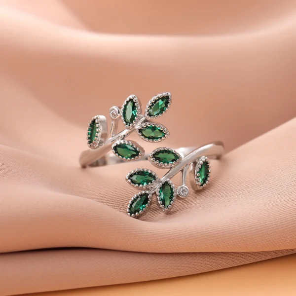 New Fashion Green Crystal Leaves 925 Sterling Silver