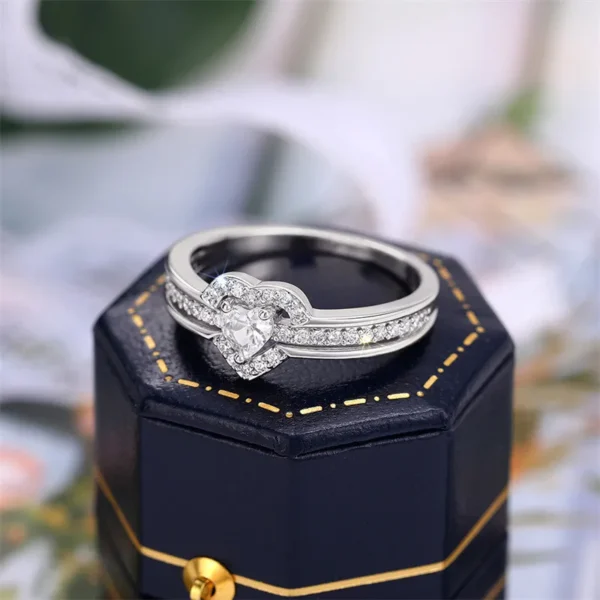 925 Sterling Silver Romantic Wedding Band Ring Female Love Jewelry Brilliant Heart - Image 5