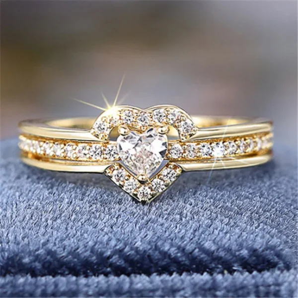 925 Sterling Silver Romantic Wedding Band Ring Female Love Jewelry Brilliant Heart - Image 2