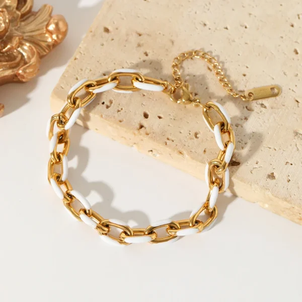 EILIECK 316L Stainless Steel Creative Enamel White Bracelet For Women - Image 2