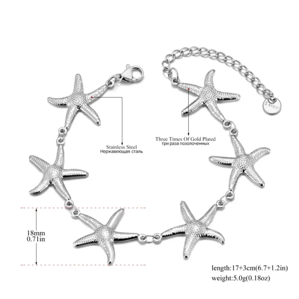 Lokaer Stainless Steel 18K Gold PVD Plated Metal Starfish Chain Bracelet Waterproof Accessories Holiday Jewelry for Women B25008 - Image 2