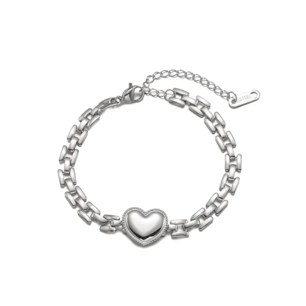 Stainless Steel Bracelet New Fine Jewelry Hip Hop Punk Watch Band Chain Love Heart Charm for Women - Image 2