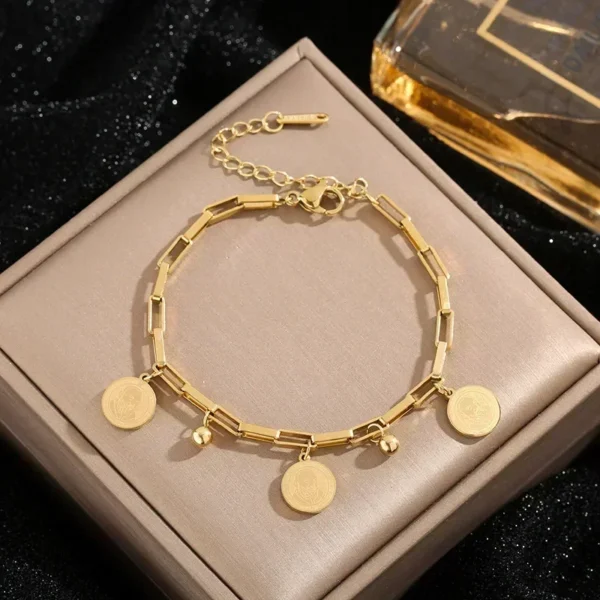 1PCS Gold-color Bracelet Ladies Hip Hop Style Stainless Steel - Image 5