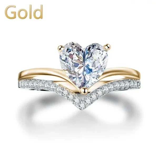 Delicate Silver Color White Zircon Stones Heart Rings for Women - Image 4