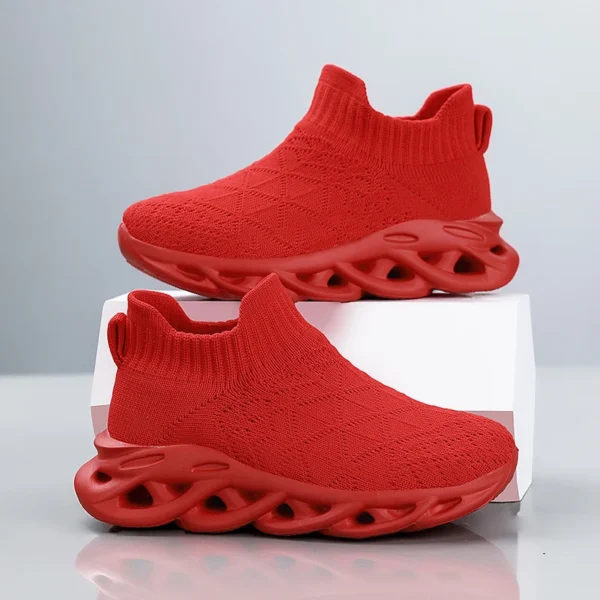 Boys Sock Sneakers – Lightweight Breathable Knit Running Shoes for Kids, Slip-On Fashion Sports Shoes for Spring - Image 4