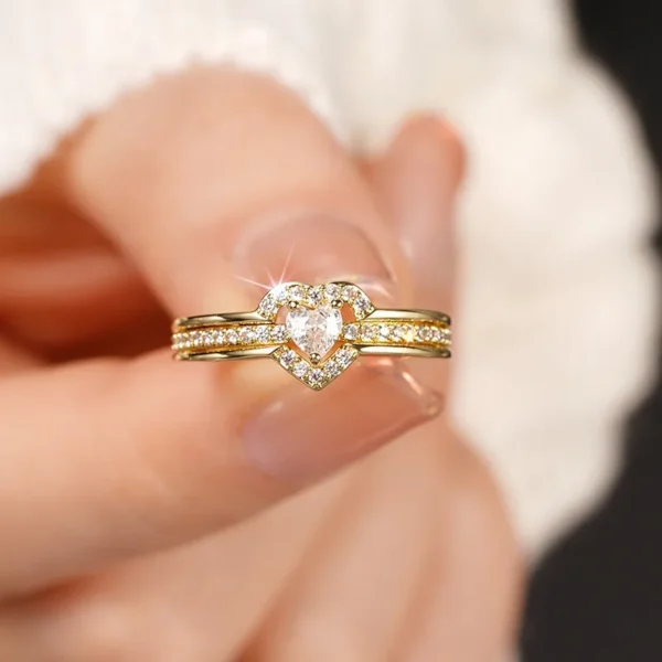 925 Sterling Silver Romantic Wedding Band Ring Female Love Jewelry Brilliant Heart - Image 6
