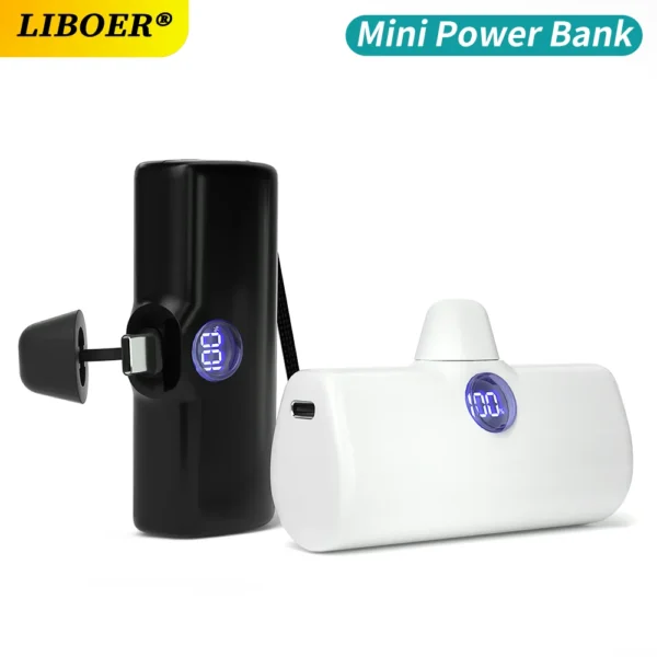 Mini Power Bank 5000mAh Poratable Fast Charge Wireless Type-C/Lightning
