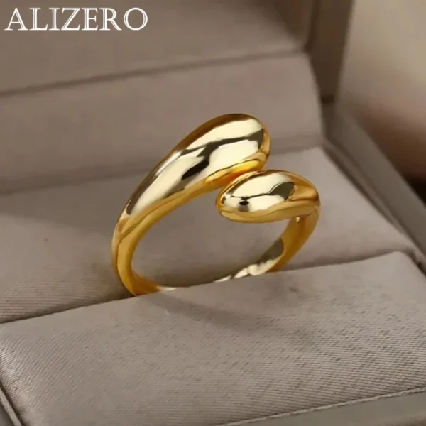 925 Sterling Silver Smooth Water Drop Rings For Woman 18K Gold