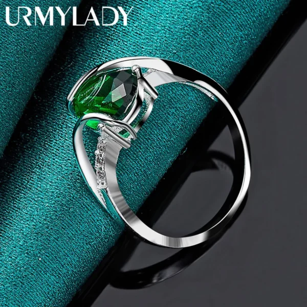 URMYLADY 925 Sterling Silver Water Drop Turquoise 7-10# Ring For Women - Image 2