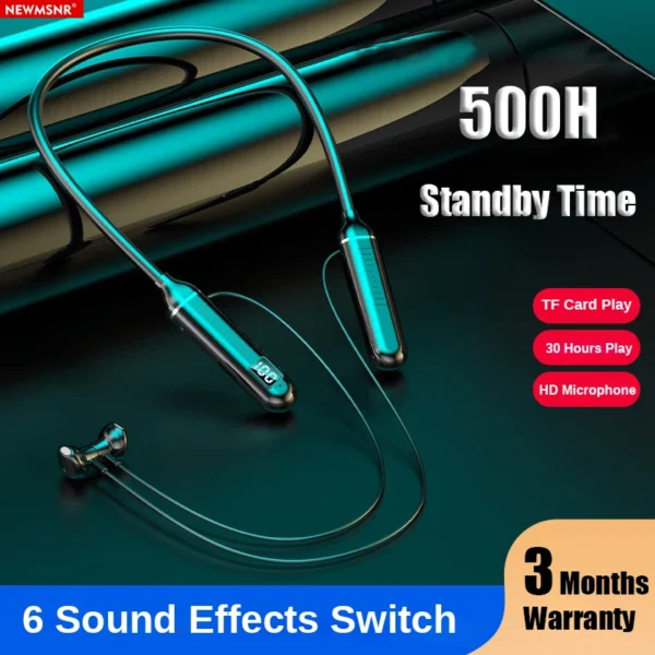25H battery Life Wireless Bluetooth Headphones Magnetic Hifi Stereo Neckband Earphones - Image 2