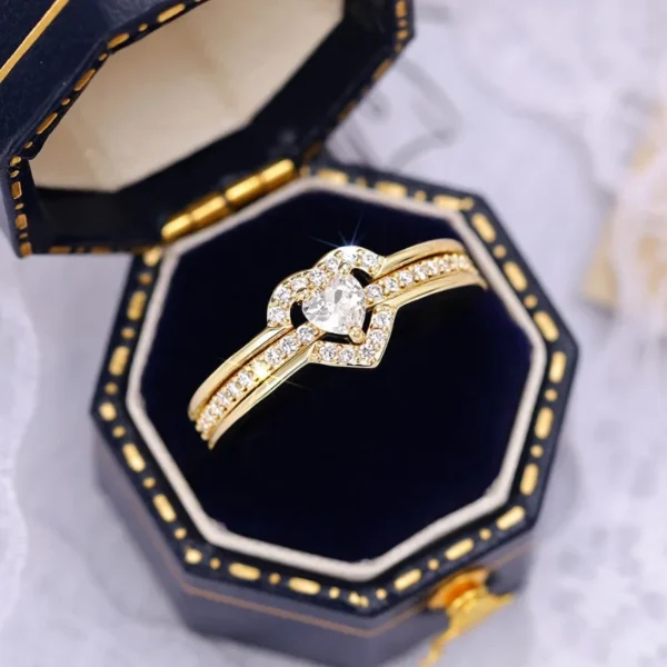 925 Sterling Silver Romantic Wedding Band Ring Female Love Jewelry Brilliant Heart - Image 4