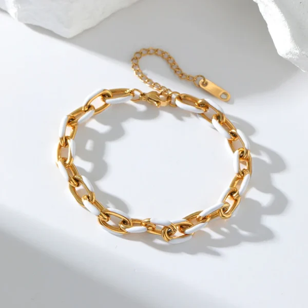 EILIECK 316L Stainless Steel Creative Enamel White Bracelet For Women - Image 5