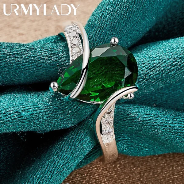 URMYLADY 925 Sterling Silver Water Drop Turquoise 7-10# Ring For Women - Image 4