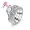 Elegance 925 Sterling Silver 2 PCS Ring Set Paved Full High Quality Shiny