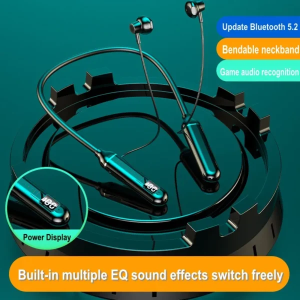 25H battery Life Wireless Bluetooth Headphones Magnetic Hifi Stereo Neckband Earphones - Image 4