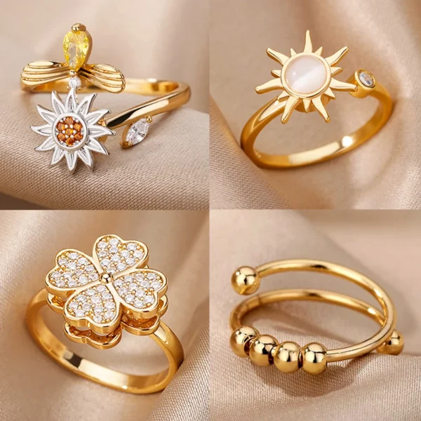 Anti-Stress Anxiety Rings for Women Gold Color