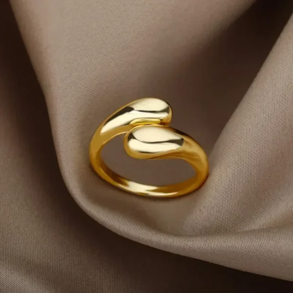 925 Sterling Silver Smooth Water Drop Rings For Woman 18K Gold - Image 5