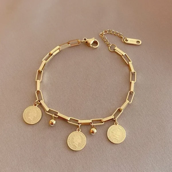 1PCS Gold-color Bracelet Ladies Hip Hop Style Stainless Steel