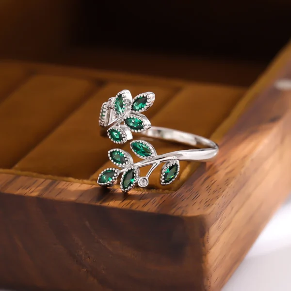 New Fashion Green Crystal Leaves 925 Sterling Silver - Image 6