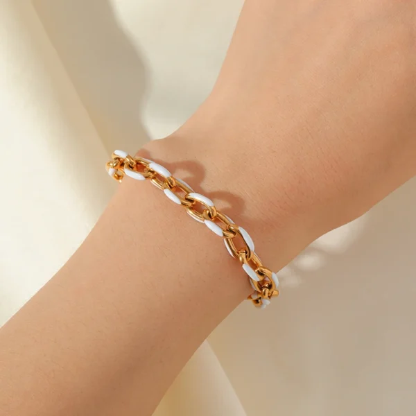EILIECK 316L Stainless Steel Creative Enamel White Bracelet For Women - Image 3