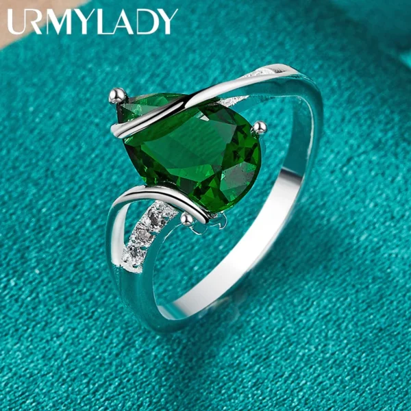 URMYLADY 925 Sterling Silver Water Drop Turquoise 7-10# Ring For Women - Image 5