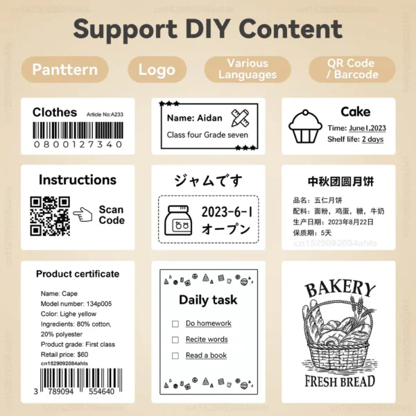 Thermal Label Printer P50 Wireless Inkless Bluetooth Label Maker Similar to B21 M110 E210 Labeling Machine or 1PK Label Stickers - Image 5