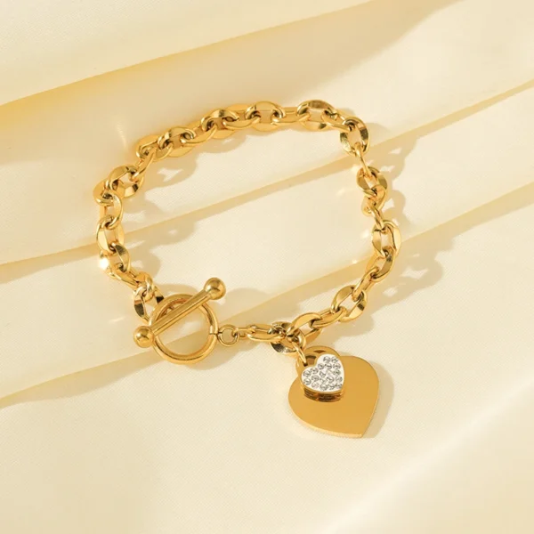 EILIECK 316L Stainless Steel Starfish & Moon Charm Bracelet – Gold Color Trendy Jewelry Gift for Women - Image 2