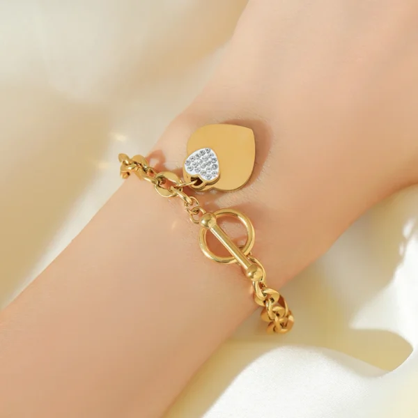 EILIECK 316L Stainless Steel Starfish & Moon Charm Bracelet – Gold Color Trendy Jewelry Gift for Women - Image 3
