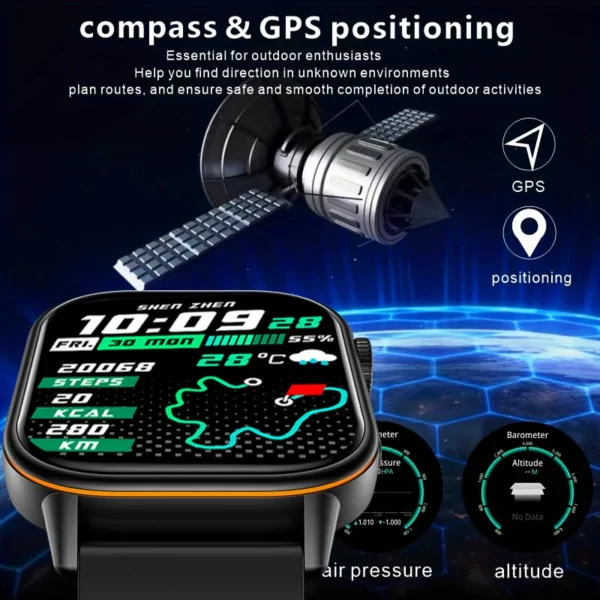 New Sports GPS tracker AMOLED Smartwatch Men Compass Military Outdoor Sports Bluetooth Call Watch 2.01 inch HD screen for Huawei - Image 3