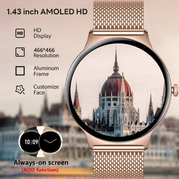 For Huawei New Ultra Slim AMOLED Smart Watch Women Screen Always Display Time Heart Rate BT Calling High-end Fashion Smartwatch - Image 2