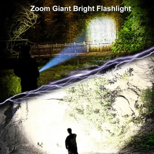 Powerful LED Flashlight Rechargeable USB 18650 Waterproof Zoom - Image 5