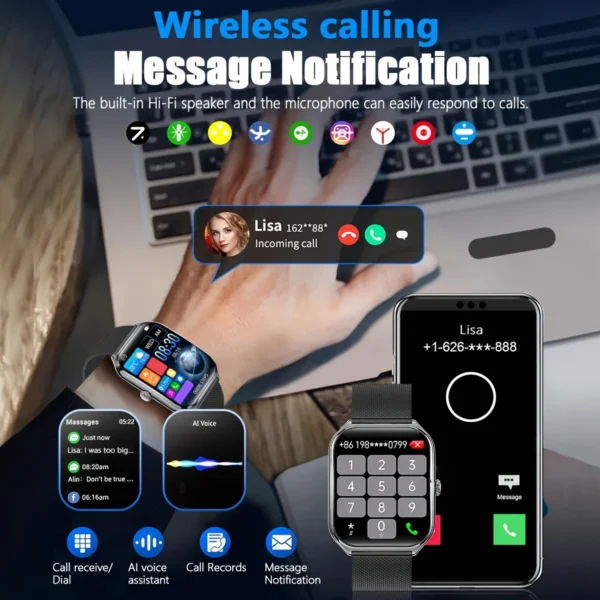2025 Slim men's and women's smartwatch 1.96-inch AMOLED HD screen Motion track Bluetooth call IP67 waterproof for Huawei Xiaomi - Image 2