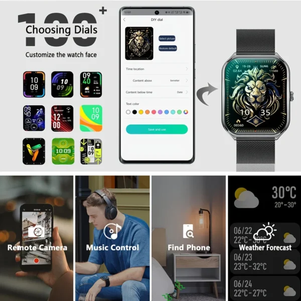 2025 Slim men's and women's smartwatch 1.96-inch AMOLED HD screen Motion track Bluetooth call IP67 waterproof for Huawei Xiaomi - Image 5